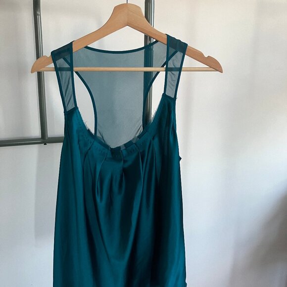 Deep teal silk sleeveless tank - Picture 5 of 6
